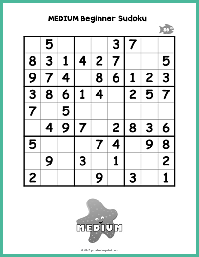 Medium Beginner Sudoku