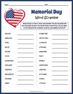 Memorial Day Word Scramble Thumbnail