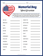 Memorial Day Word Scramble thumbnail