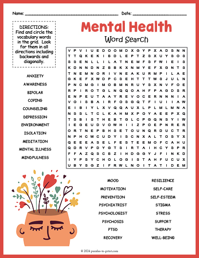 Mental Health Word Search