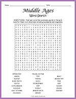 Middle Ages Word Search thumbnail