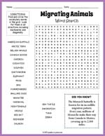 Migrating Animals Word Search Thumbnail