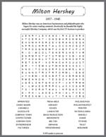 Milton Hershey Word Search Thumbnail