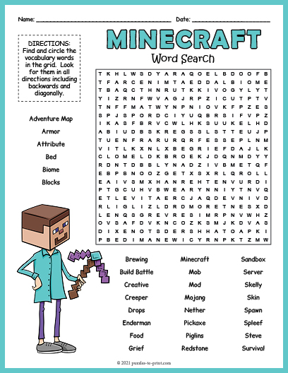 Minecraft Word Search