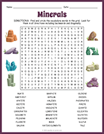 Minerals Word Search thumbnail