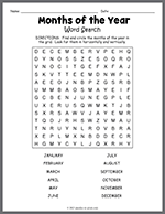 Months of the Year Word Search thumbnail