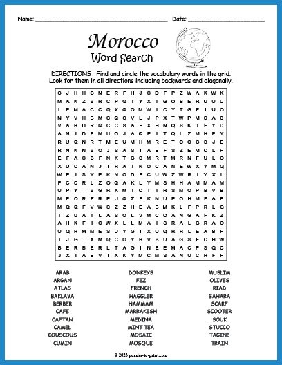 Morocco Word Search