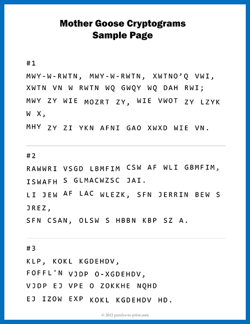 Bird Cryptogram Mother Goose Cryptograms