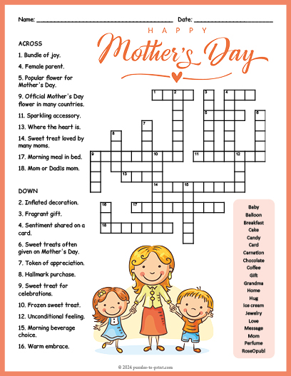 Mother's Day Crossword Word Search