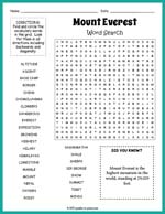 Mount Everest Word Search Thumbnail
