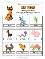 My Pets Word Scramble thumbnail