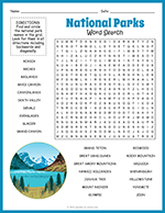National Parks Word Search thumbnail