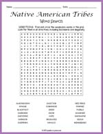 Native American Tribes Word Search Thumbnail