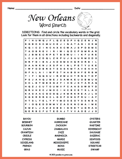 New Orleans Word Search