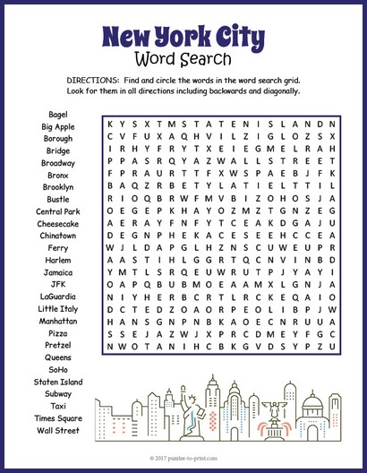 New York City Word Search