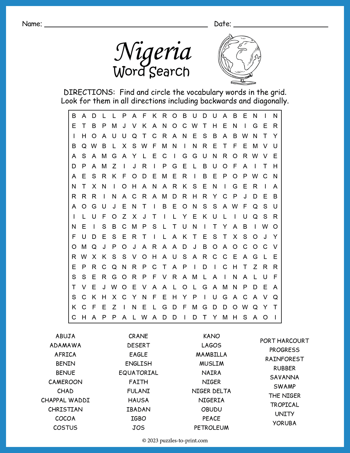 Nigerian People Crossword