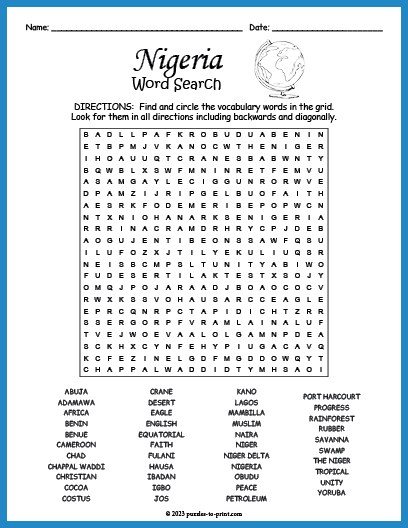 Nigeria Word Search