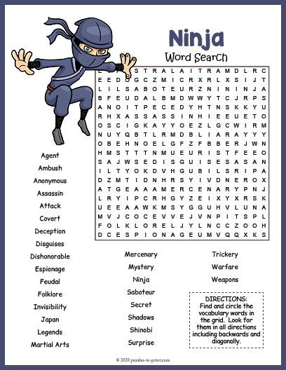 Ninja Word Search