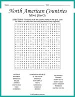 North American Countries Word Search Thumbnail