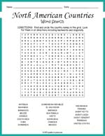 North American Countries Word Search Thumbnail