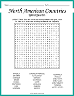 North American Countries Word Search thumbnail