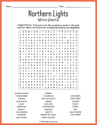 Northern Lights Word Search