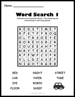 Free printable noun word search puzzle worksheets