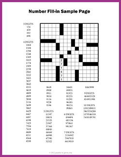 Free printable Number Fill In Puzzles puzzle worksheet