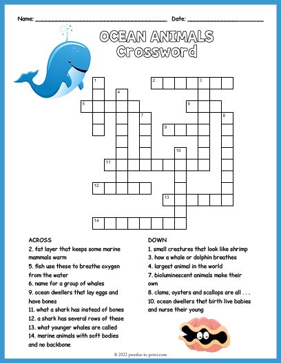 Animal Crossword Puzzle in 2023  Crossword, Crossword puzzle, Crossword  puzzles