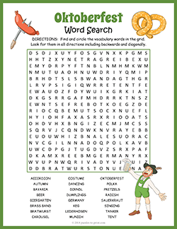 Free printable Oktoberfest Word Search Puzzle puzzle worksheet