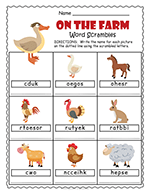 On the Farm Word Scramble thumbnail