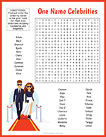 One Name Celebrities Word Search thumbnail
