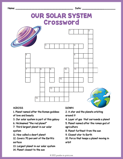 Our Solar System Crossword