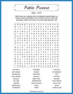 Pablo Picasso Word Search Thumbnail