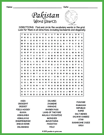 Pakistan Word Search