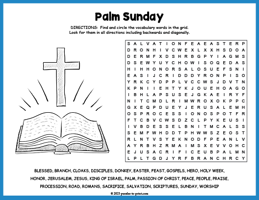 Palm Sunday Word Search