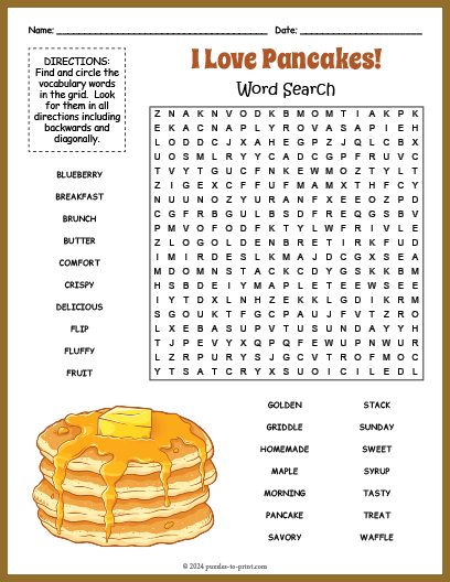 Pancake Day Word Search