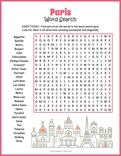 Paris Word Search