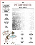 Parts of Clothes Word Search thumbnail