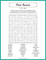 Paul Revere Word Search thumbnail