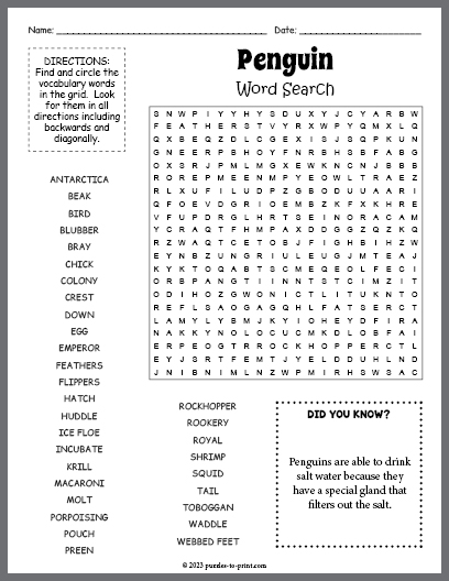 Penguin Word Search