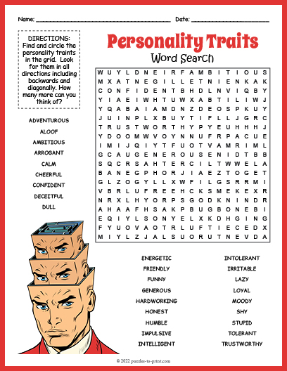 Personality Traits Word Search