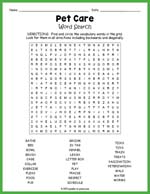 Pet Care Word Search Thumbnail