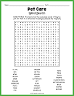 Pet Care Word Search thumbnail