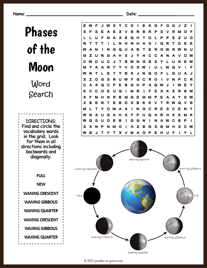 Phases of the Moon Word Search