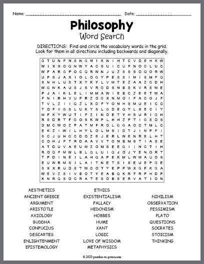 Philosophy Word Search