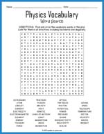 Physics Vocabulary Word Search Thumbnail