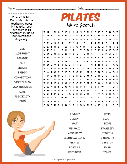 Pilates Word Search