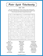 Piotr Ilyich Tchaikovsky Word Search thumbnail