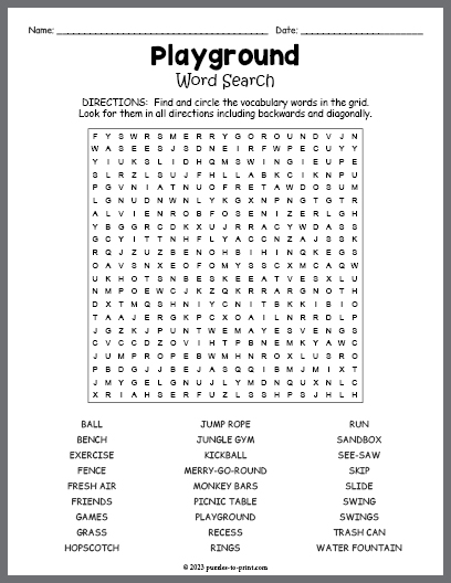 Playground Word Search